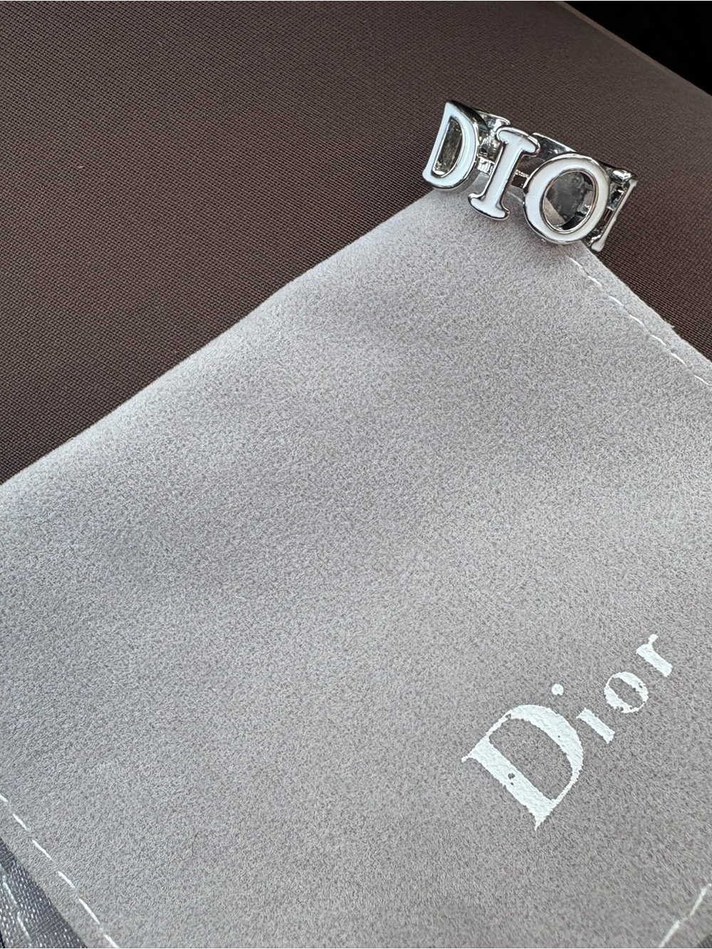Dior Men’s Logo Ring in Shiny Silver